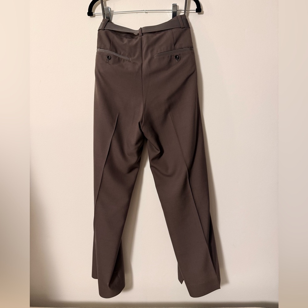 Sacai - Belted Satin Trimmed cady wide-legged pants - Picture 11 of 15